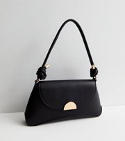 New Look Black Leather-Look Knot Strap Shoulder Bag